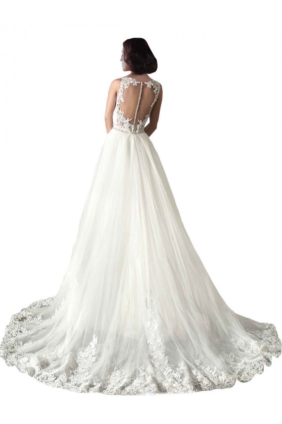 Blanco Sirena Cuello de Corazón Cola capilla Tul Encaje Vestidos de novia Outlet