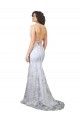 Blanco Sirena Cuello en V Cuello Alto Crepé Elástico Lentejuela Tul Largo Formales Vestidos de dama de honor / Vestidos de fiesta Outlet