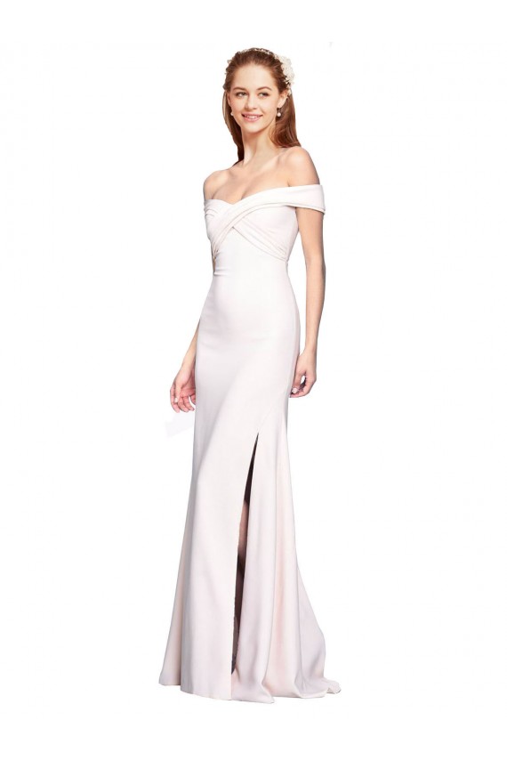 Blanco Sirena Hombros Descubiertos Crepé Elástico Largo Formales Vestidos de dama de honor / Vestidos de fiesta Outlet