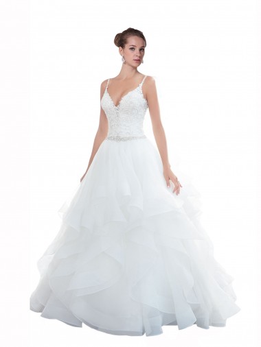 Blanco Tirantes espagueti Cola capilla Tul Playa Vestidos de novia Outlet