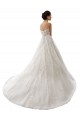 Blanco línea A Cuello de Corazón Cola capilla Tul Encaje Vestidos de novia Outlet