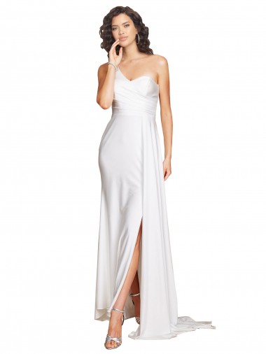 Blanco línea A Un Hombre Satén sedoso Vestidos de novia Outlet