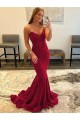 Borgoña Cubierta Cuello de Corazón Barrer tren Lentejuelas Terciopelo Largo Vestidos de fiesta Outlet