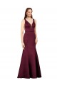 Borgoña Cubierta Cuello en V Satén Largo Formales Vestidos de dama de honor / Vestidos de fiesta Outlet
