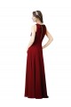 Borgoña Cubierta Halter Gasa Largo Vestidos de dama de honor Outlet