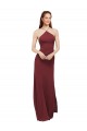Borgoña Cubierta Halter Gasa Largo Vestidos de dama de honor Outlet