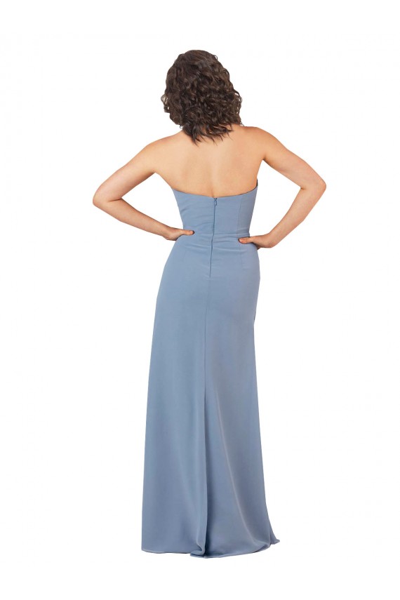 Borgoña Cubierta Sin tirantes Gasa Largo Vestidos de dama de honor Outlet