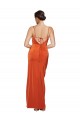 Rust Cubierta Tirantes espagueti Barrer tren Satén elástico Largo Formales Vestidos de dama de honor / Vestidos de fiesta Outlet