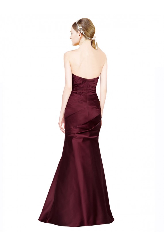 Borgoña Sirena Cuello de Corazón Satén Largo Formales Vestidos de dama de honor / Vestidos de fiesta Outlet