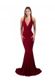 Borgoña Sirena Halter Cuello en V Spandex Largo Formales Vestidos de dama de honor / Vestidos de fiesta Outlet