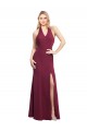 Borgoña Sirena Halter Gasa Largo Vestidos de dama de honor Outlet