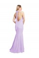 Borgoña Sirena Halter Gasa Largo Vestidos de dama de honor Outlet