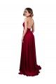 Borgoña línea A Halter Cuello en V Spandex Largo Formales Vestidos de dama de honor / Vestidos de fiesta Outlet