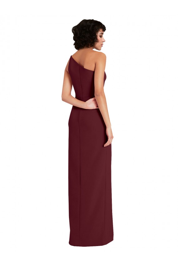Borgoña oscuro Cubierta Un Hombre Crepé Elástico Largo Formales Vestidos de dama de honor / Vestidos de fiesta Outlet