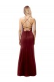 Borgoña oscuro Sirena Halter Cuello Alto Crepé Elástico Largo Formales Vestidos de dama de honor / Vestidos de fiesta Outlet