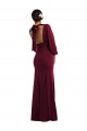 Borgoña oscuro Trompeta Barco Crepé Elástico Largo Formales Vestidos de dama de honor / Vestidos de fiesta Outlet