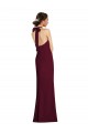 Borgoña oscuro Trompeta Halter Crepé Elástico Largo Vestidos de dama de honor / Vestidos de fiesta Outlet