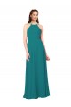 Cazador Verde Cubierta Cuello Alto Gasa Largo Vestidos de dama de honor Outlet