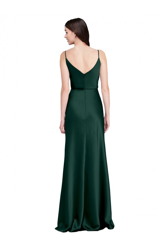 Cazador Verde Cubierta Satén elástico Largo Formales Vestidos de dama de honor / Vestidos de fiesta Outlet
