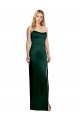 Cazador Verde línea A Cucharón Sin tirantes Satén elástico Largo Formales Vestidos de dama de honor / Vestidos de fiesta Outlet