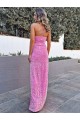 Color mostrado Cubierta Halter Lentejuelas Terciopelo Largo Vestidos de fiesta Outlet