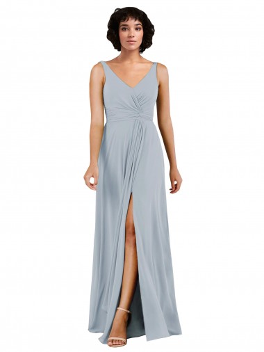 Columna Cuello en V Gasa Largo Vestidos de dama de honor Outlet