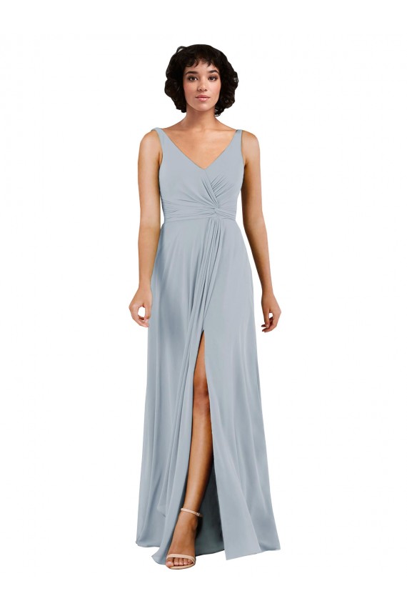 Columna Cuello en V Gasa Largo Vestidos de dama de honor Outlet