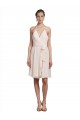 Crema Rosa línea A Halter Cuello en V Gasa Corto Vestidos de dama de honor / Vestidos de cóctel / Vestidos para homecoming Outlet