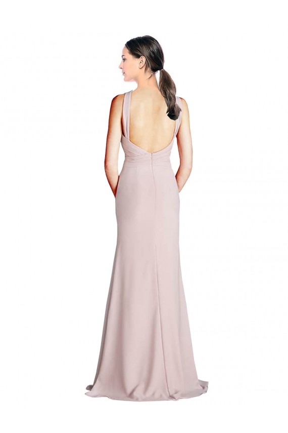 Cubierta Halter Cuello Alto Gasa Largo Vestidos de dama de honor Outlet