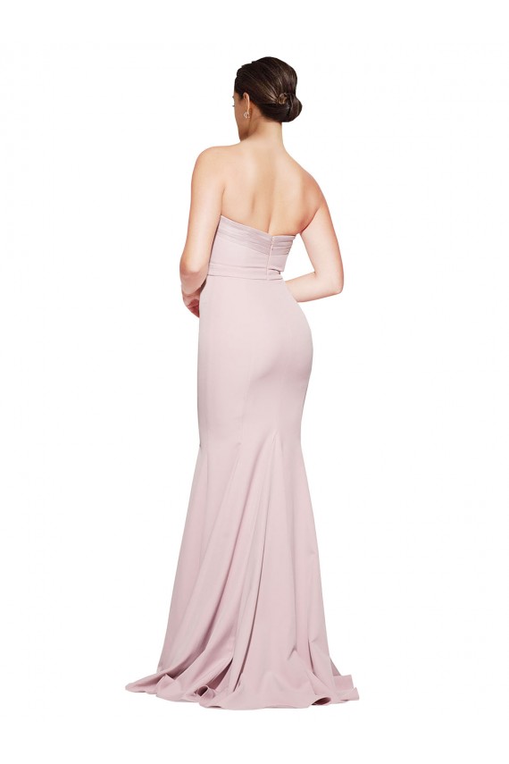 Cubierta Sin tirantes Barrer tren Crepé Elástico Largo Formales Vestidos de dama de honor / Vestidos de fiesta Outlet