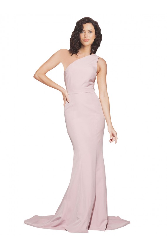Cubierta Un Hombre Barrer tren Crepé Elástico Largo Vestidos de dama de honor / Vestidos de fiesta Outlet