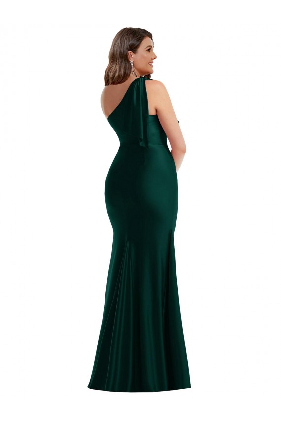 Evergreen Sirena Un Hombre Satén sedoso Largo Formales Vestidos de dama de honor / Vestidos de fiesta Outlet