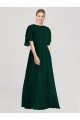Evergreen línea A Cuello redondo Gasa Largo Vestidos de dama de honor Outlet