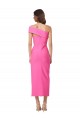 Fucsia Cubierta Un Hombre Midi Crepé Elástico Largo Formales Vestidos de dama de honor / Vestidos de fiesta / Vestidos de cóctel Outlet