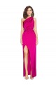 Fucsia Cubierta Un Hombre Satén sedoso Largo Formales Vestidos de dama de honor / Vestidos de fiesta Outlet