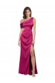 Fucsia línea A Un Hombre Satén elástico Largo Formales Vestidos de dama de honor / Vestidos de fiesta Outlet