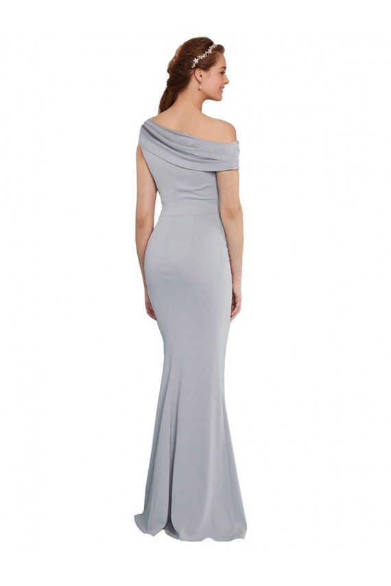 Gris 24 Sirena Un Hombre Crepé Elástico Largo Formales Vestidos de dama de honor / Vestidos de fiesta Outlet