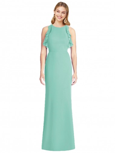 Jade Sirena Cuello joya Gasa Largo Vestidos de dama de honor Outlet