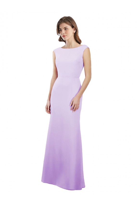Lila Columna Cuello redondo Gasa Largo Vestidos de dama de honor Outlet
