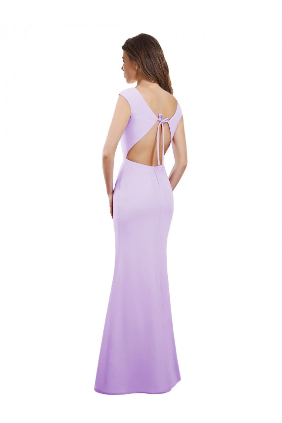 Lila Columna Cuello redondo Gasa Largo Vestidos de dama de honor Outlet