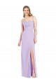 Lila Sirena Tirantes espagueti Cuello en V Sin tirantes Gasa Largo Vestidos de dama de honor Outlet