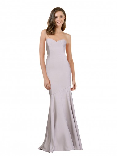 Lila ártica Sirena Sin tirantes Crepé Elástico Largo Vestidos de dama de honor / Vestidos de fiesta Outlet