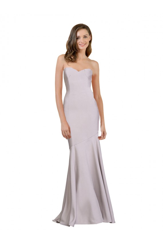 Lila ártica Sirena Sin tirantes Crepé Elástico Largo Vestidos de dama de honor / Vestidos de fiesta Outlet