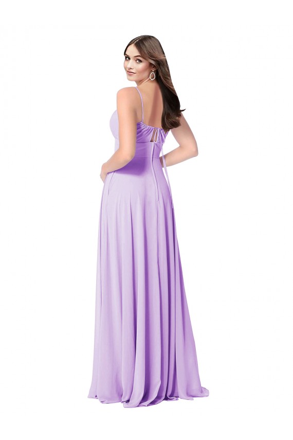 Lila línea A Cucharón Gasa Largo Vestidos de dama de honor Outlet