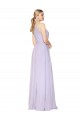 Lila línea A Halter Cuello Alto Gasa Largo Formales Vestidos de dama de honor / Vestidos de fiesta Outlet