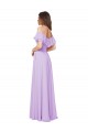 Lila línea A Hombros Descubiertos Sin tirantes Gasa Largo Vestidos de dama de honor Outlet