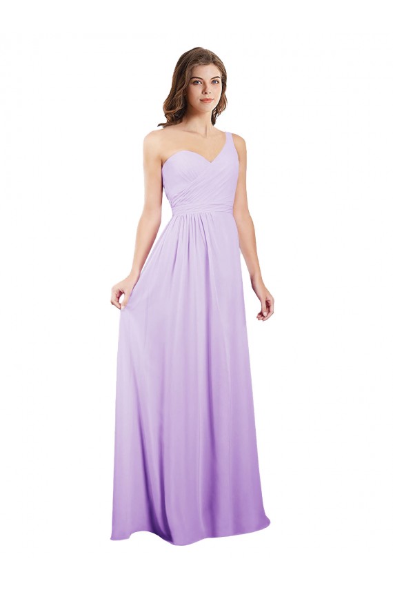 Lila línea A Un Hombre Gasa Largo Vestidos de dama de honor Outlet