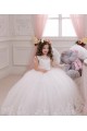 Marfil Barco Cola capilla Tul Encaje Largo vestidos de niña de las flores Outlet