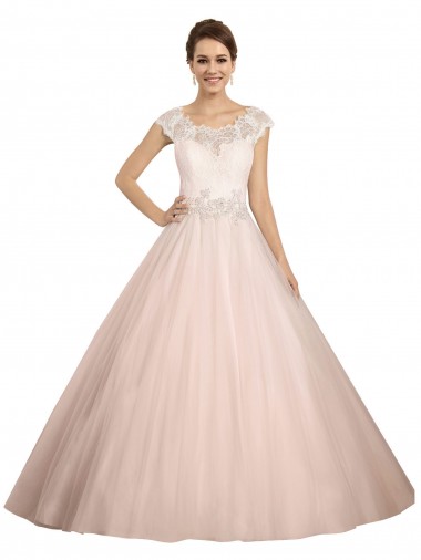 Marfil Barco Ilusión Cola capilla Encaje Vestidos de novia Outlet