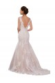 Marfil & Champán Sirena Cuello en V Cola capilla Encaje Clásico Vestidos de novia Outlet
